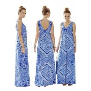 Lilly Pulitzer Maxi Dress Miraflora Blue Crush Crush Open water Long Summer